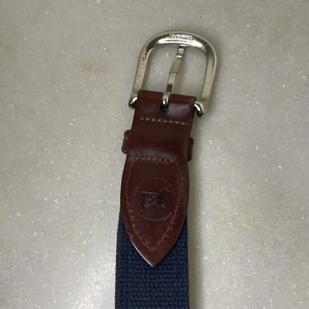 Belted Cow Co Nautical Sailboat Ribbon Club Belt Mens 44 Leather Preppy Yacht